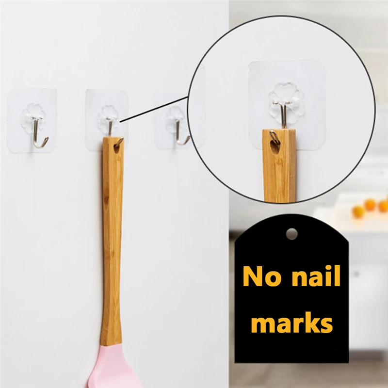 Adhesive Hooks Transparent Self Adhesive Wall Key Holder Towel Holder Bathroom Organizer Rack Kitchen Strong
