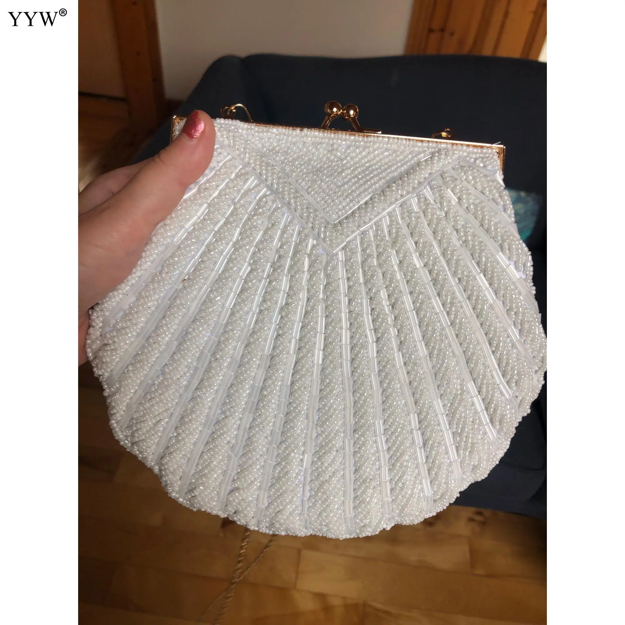 Elegant Women Wedding Purse Handbag Luxury Evening Party Bags White Shell Clutches Pochette Mariage Sac Femme Beaded Clutch Bag women handbags beach clutch bag