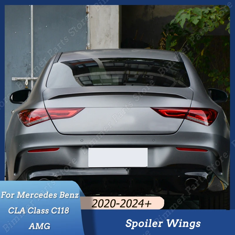 

For Mercedes Benz CLA Class C118 AMG 2020-2023 2024+ ABS Gloss Black/Carbon Look Car Rear Trunk Spoiler Wings Body Kit Tuning