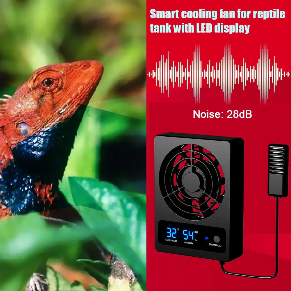 

Temperature Controlled Fan For Reptile Enclosure Smart Cooling Fan With LED Display Low Noise Fan For Amphibians Reptiles S A2N0