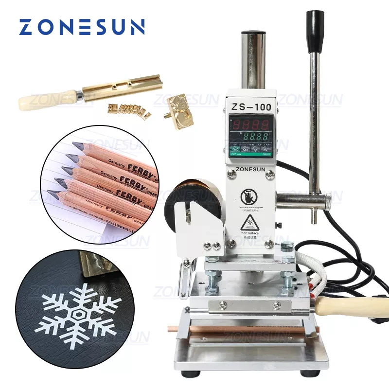 

ZONESUN ZS-100B Dual Use Manual Pencil Paper Leather LOGO Hot Foil Stamping Bronzing Embossing Machine Heat Press Machine