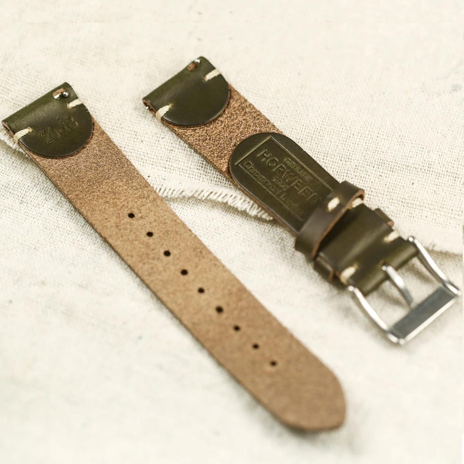 Horween US Chromexcel Leather Watch Bands Black Soft Wrap Handmade Leather Straps 18mm 20mm 22mm