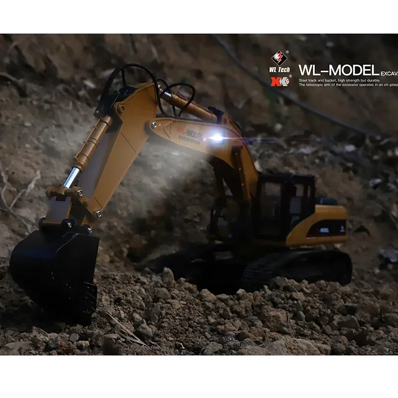 WLtoys 16800 1/16 2.4G Excavator RC Car Toys Styling 23 Channel Road Construction All Metal Truck Autos With LED Light Smoke 5
