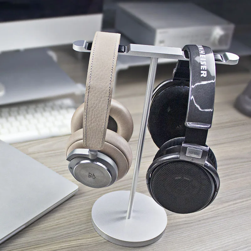 Aluminum Headphone Holder Stand Dual Hanger Holder Earphone Desk Display Rack Bracket with Anti-slip Pad for Game Headphones