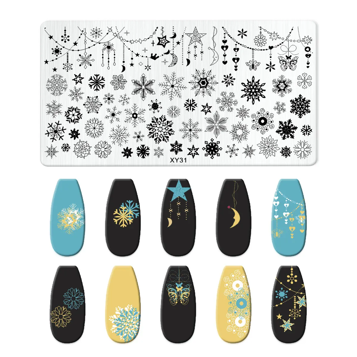 Christmas Nail Art Stamping Plate Drawing Template Winter Snowflakes Floral Christmas EIK Image Stencil Mold Nail Printing Tools 6