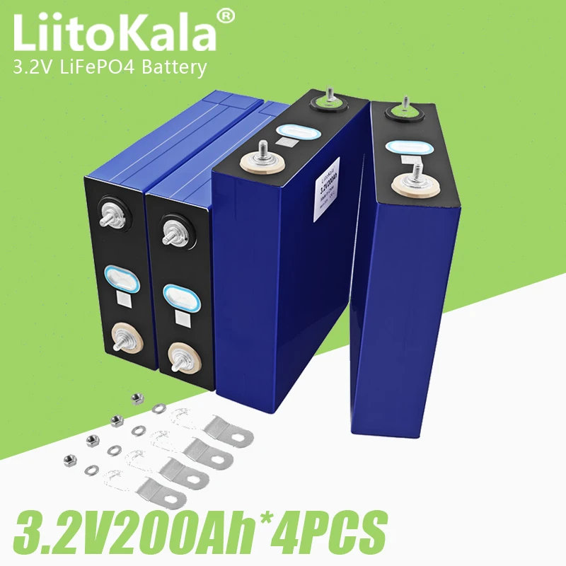 4 Pz Liitokala 3.2V 200Ah Lifepo4 Batteria Al Litio Ferro Fosfato Batterie Per Inverter Camper Golf Cart Off-Road Solar Wind
