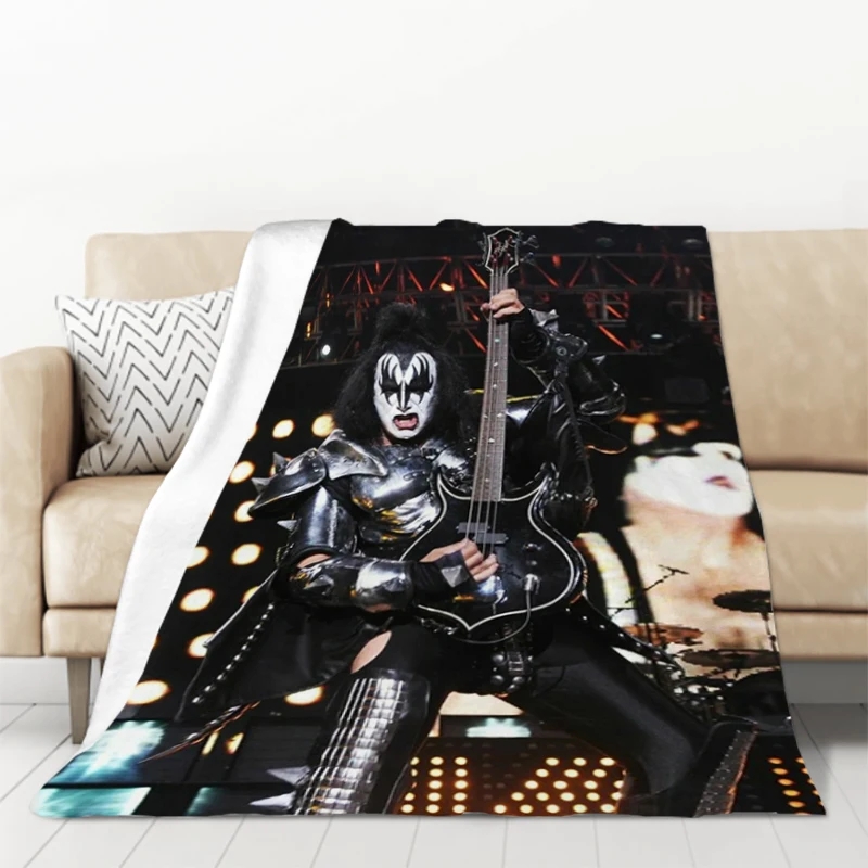 

Kiss Rock Band Blanket Furry Plaid on the Sofa Blankets for Bed Plush Bedspread Microfiber Bedding Throw Knee Throws Bedspreads