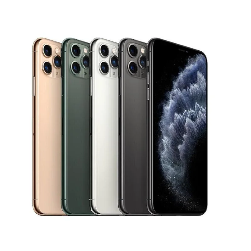 Original Apple 11 pro max 64/256/512GB ROM Unlocked Smartphone With Face ID A13 Bionic chip 6.5 inch OLED Screen 12MP Camera NFC
