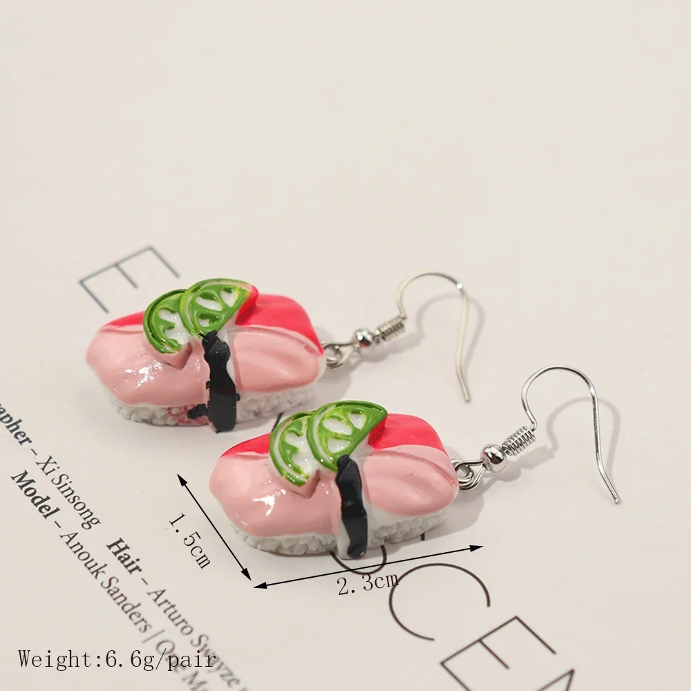 Fashion Resin Japanese sushi food drop earrings for women creative handmade dangle earrings ear jewelry ornament girl jewellery