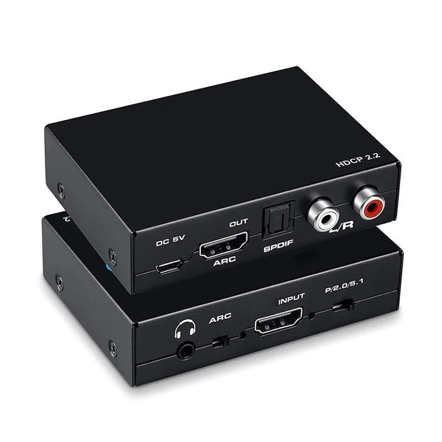 HDMI-Compatible 2.0 Audio Extractor 4K 60Hz Support 5.1Ch Audio ARC Switch Selector with SPDIF R/L 3.5mm Jack for PS5 TV Laptop