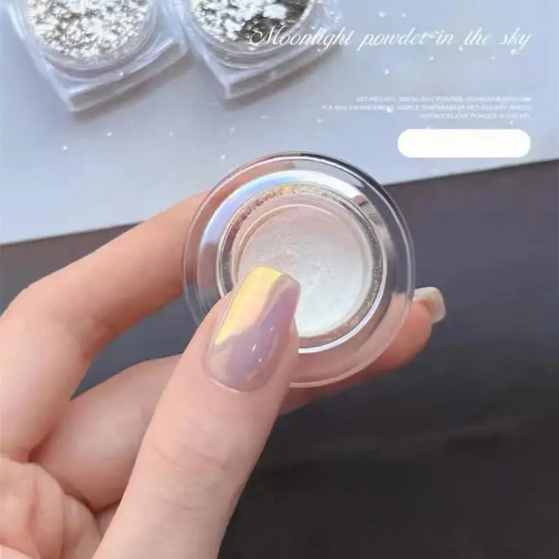 

Sparkling Powder Metal Effect Convenient To Use Nail Accessories Holiday Nail Designs Manicure Texture Gloss Aurora White 0.5g