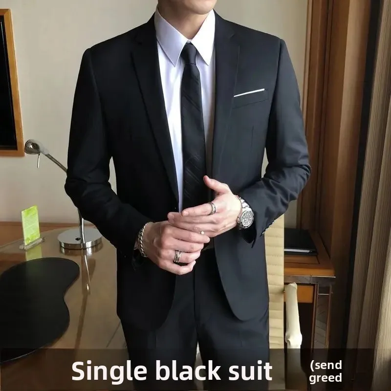 Black one-piece suit with one button