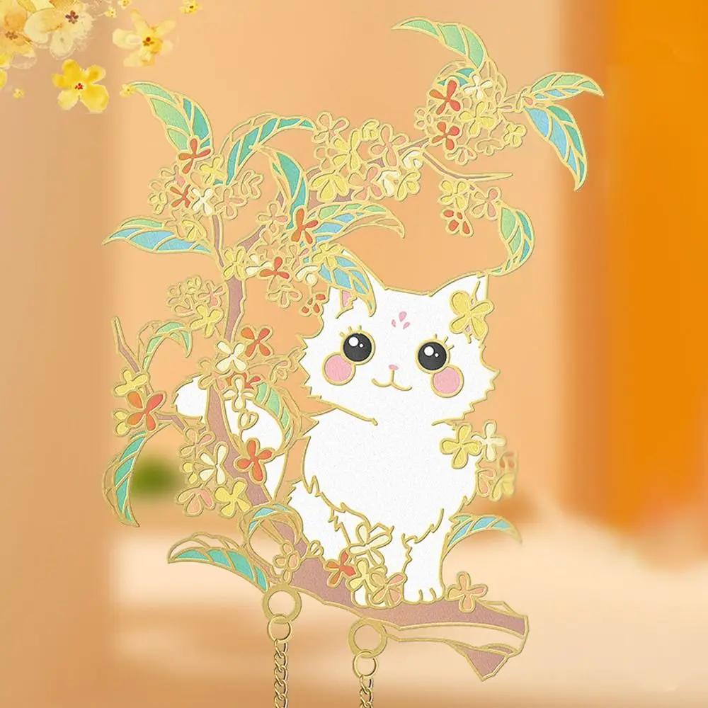 

Металлическая Закладка в виде двенадцати цветов богов и кошек, Ажурная резьба с кисточкой, подвеска, языческий маркер, зажим для книг, школьные принадлежности