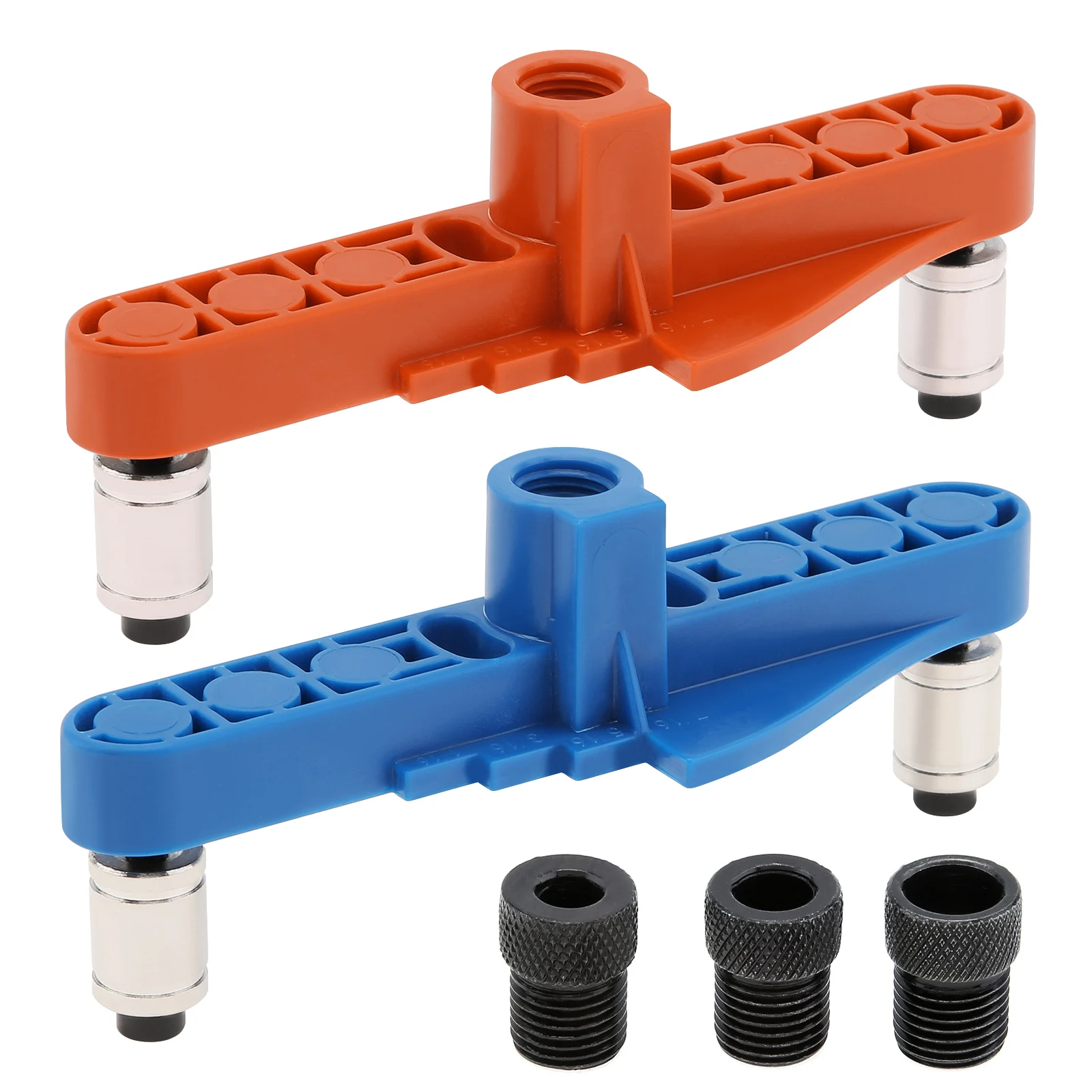 

2 in 1 Dowel Jig Kit Self Centering Line Scriber Woodworking Tools for Drilling with Stop Collar Straight Hole Punch Positioner