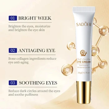 Snail Wrinkles Remover Eye Cream Anti-aging Puffiness Fade Fine Lines Remove Dark Circles Eye Bags Firming Moisturizing Eye Care - Thumbnail 6