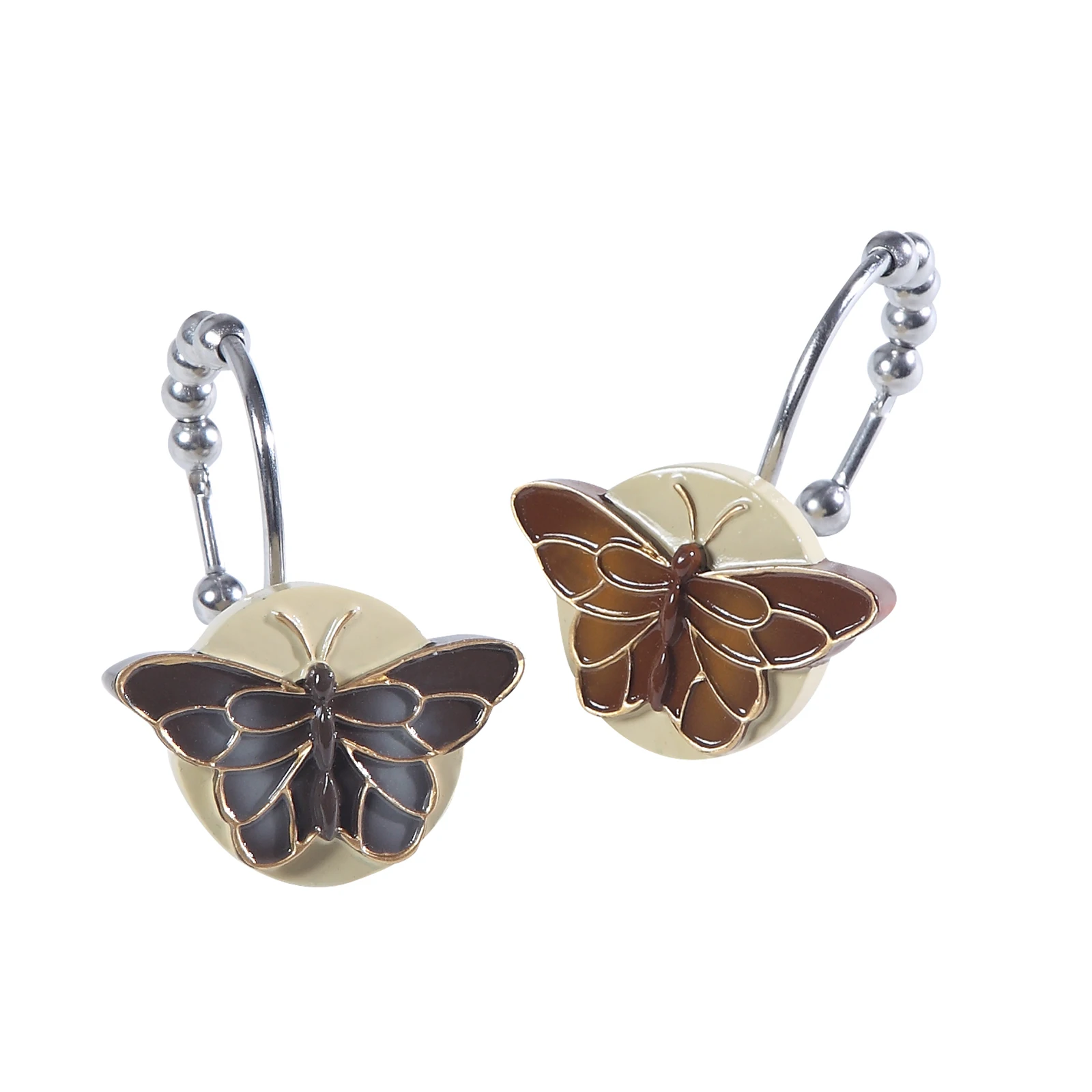 

Bora Bora Decoratived Butterfly Shower Curtain Hooks,Roller Ring Balls Hooks for Bathroom Curtains,Set of 12