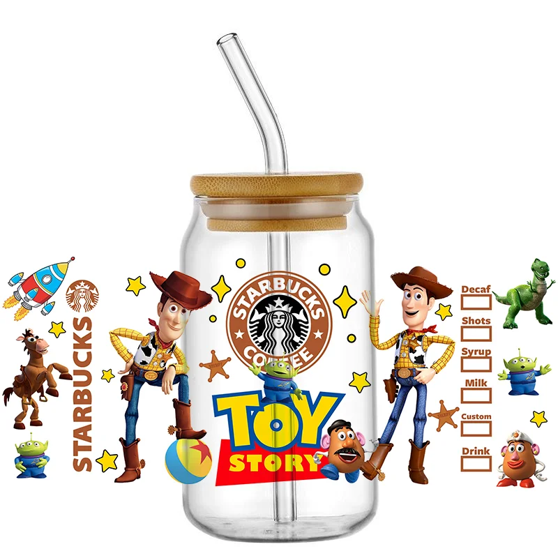 Miniso Cute Cartooon Toy Characters Wrap Transfer Stickers for Cup Tumbler, Waterproof Decal for Bottles, Gifts Kids
