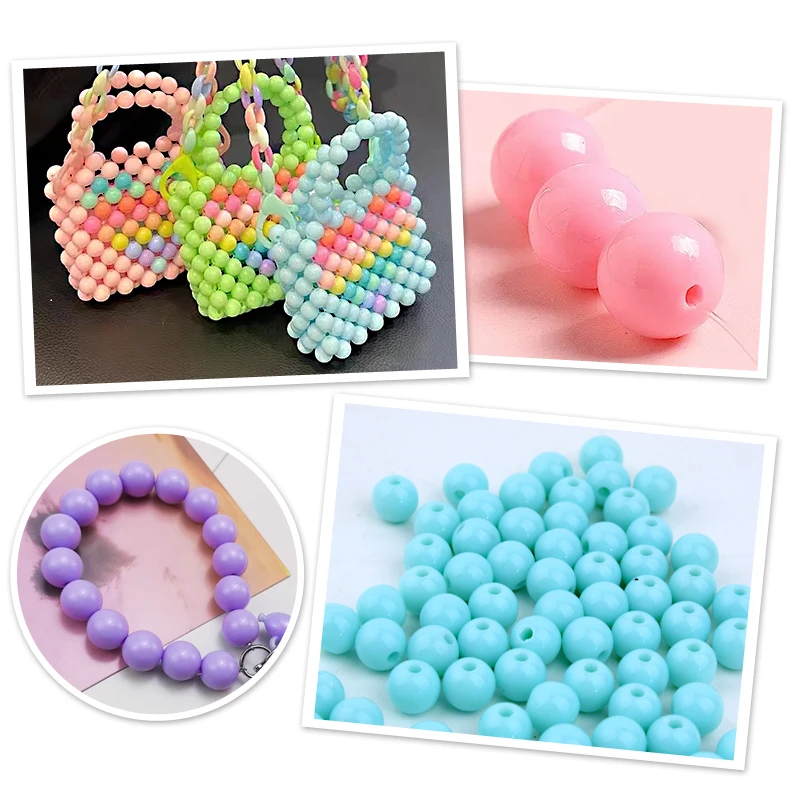 Candy Color Acrylic Round Beads 6mm 8mm 10mm Loose Balls Spacer beads for needlework & Jewelry Making