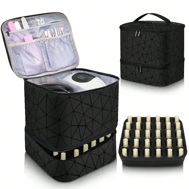 Cross-border large-capacity cosmetic bag, high-end PVC portable women's bag, nail polish storage bag, manicure tote bag, bag.