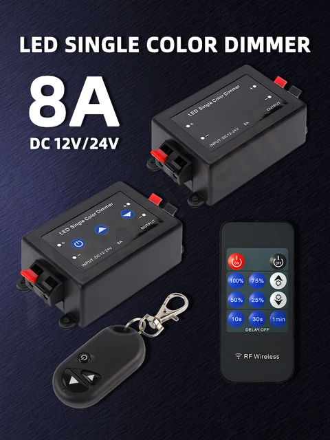 Led Controller BZONE LED Strip Light Dimmer With Remote - 12-24V DC RF Controller For Single Color 5050/3528 LED Lights RF Wireless Dimmer Controller For Single Color LED Strips