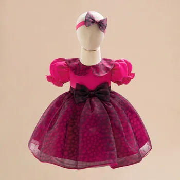 Vestito da compleanno per neonate per 1 2 anni battesimo neonato rosa abito a sbuffo rosso bambino bambino elegante abito Tutu da battesimo