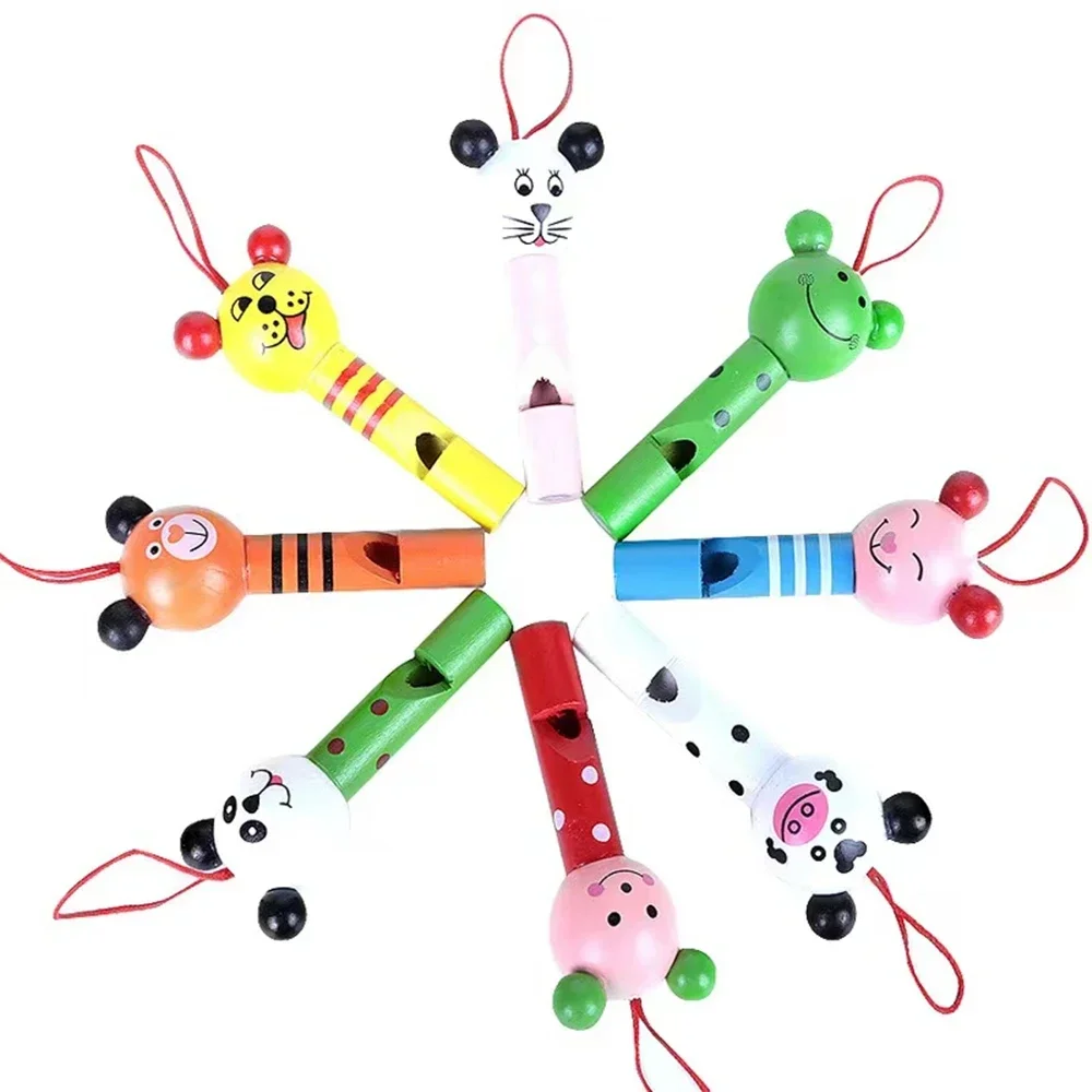 8Pcs Wooden Mini Cute Animal Whistle Toys Kids Birthday Party Baby Shower Gift Pinata Filler Boys Girls Party Goodie Bag Toys