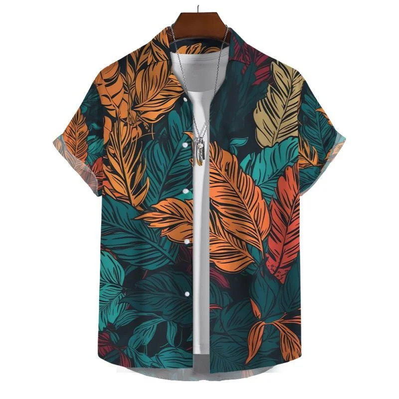 thumbnail image 1 of Camisas hawaianas con estampado floral 3D para hombre, blusa de manga corta con un solo pecho, blusas de playa para vacaciones, ropa Harajuku, 1 of 5