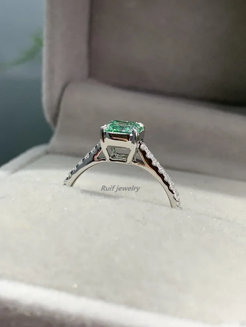 S43f4184695374436bcdaee1f59f8f1eeC Ruif High Fine Exquisite about 1.026ct Special Green Lab Grown Diamond Rings for Women Daily Wear Luxury Jewelry