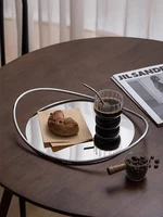 Minimalist Stainless Steel Mirror Tray Wooden Storage Tray Decorative Tray for Home Decoration Center Table Decoration Hotel 1