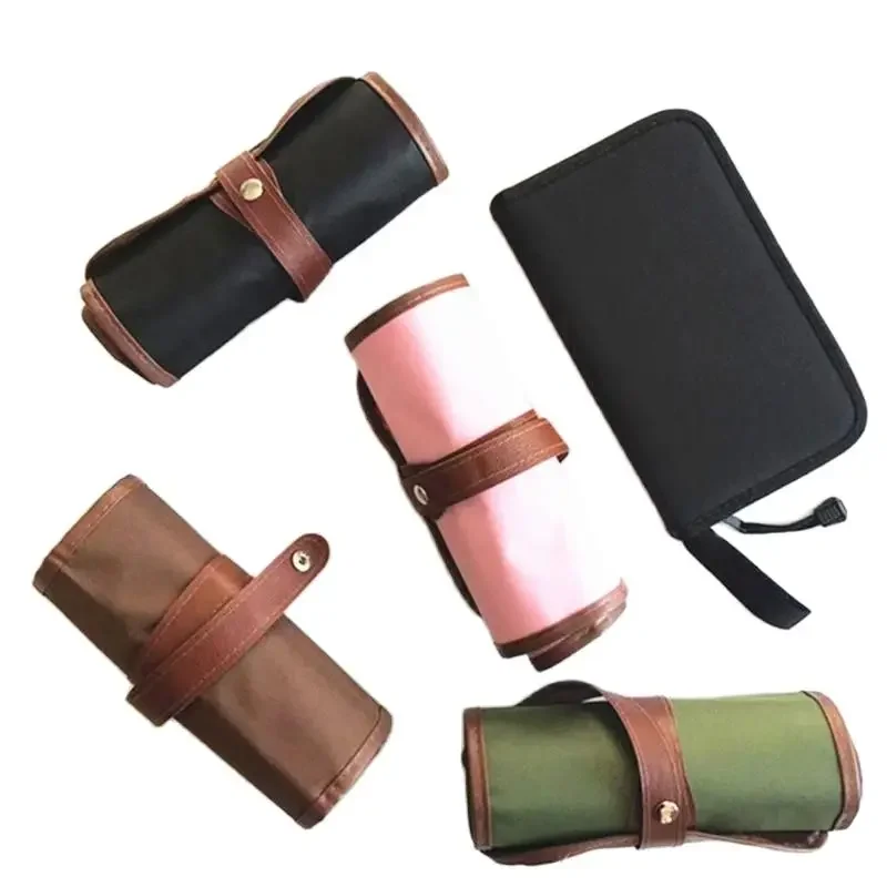 

36 Holes Roll Colored Pencil Case Nylon School Canvas Pen Bag for Girls Boys Cute Pencilcase Box Stationery Sculpture Carving