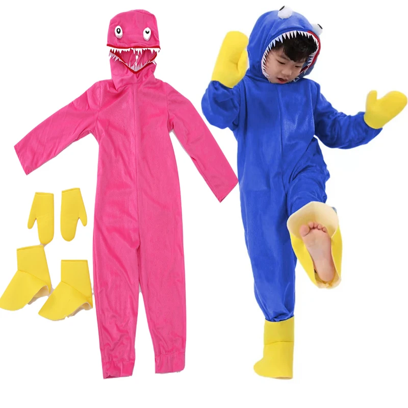 Sausage Mouth Monster Huggi Wuggi Cosplay Costumes Play Games Kigurumi Fluffy Anime Jumpsuit Hooded For Kids Halloween Party