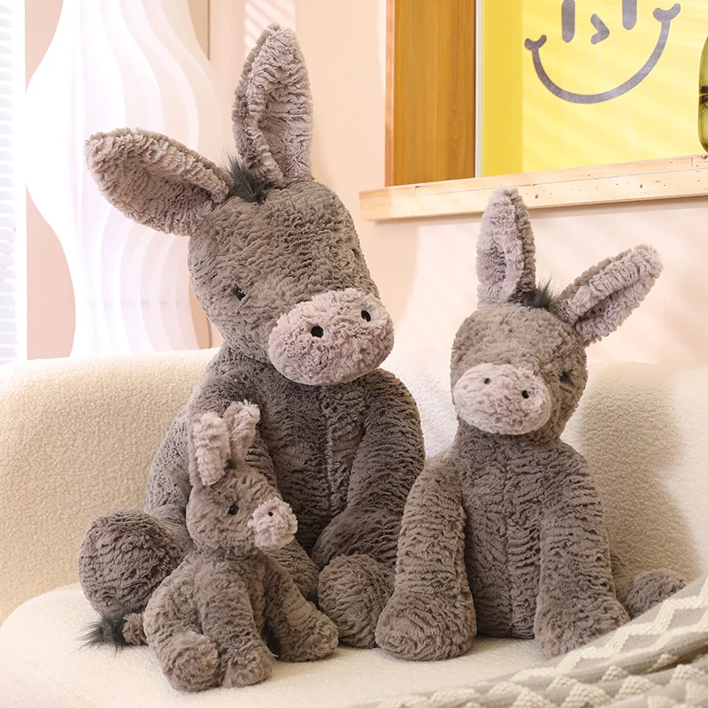 23/40/60CM 귀여운 Burro Peluche 장난감 사랑스러운 회색 당나귀 봉제 인형   생일 룸 장식 선물을위한 부드러운 동물 박제