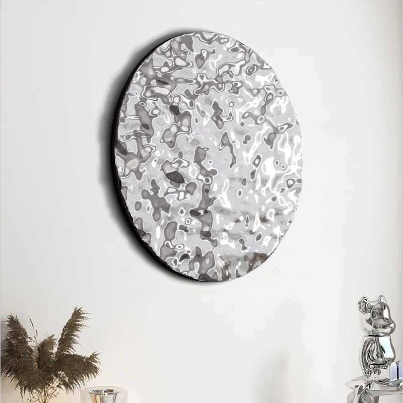 Round Corrugated Mirror Metal Background Wall Decoration, Stainless Steel Pendant, Living Room, Bedroom, Villa Wall Decoration 5