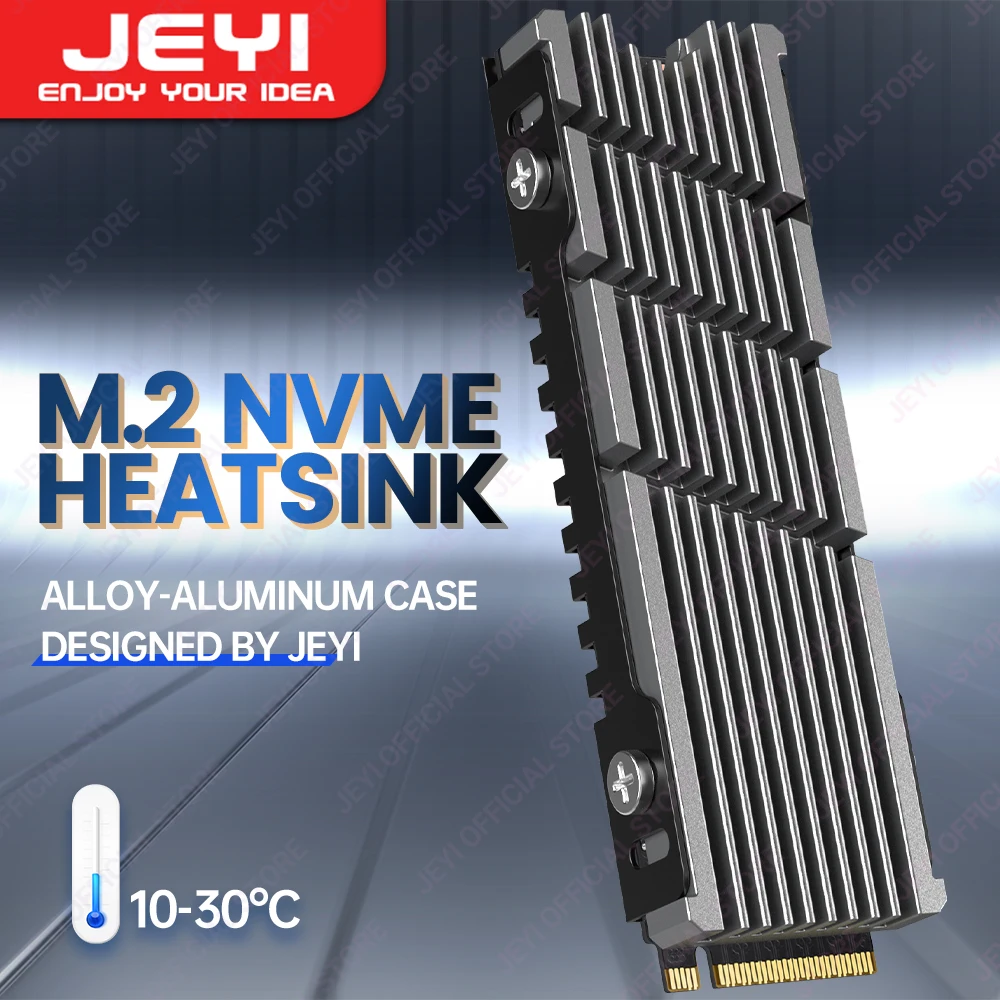 JEYI Cooler II 2280 SSD Heatsink M.2 NVME Radiator Magnesium Aluminum Alloy PC Efficient Radiator with Thermal Silicone pad