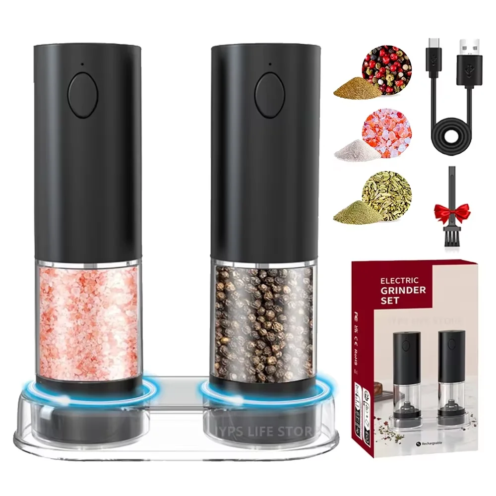 Set Macinasale E Pepe Elettrico A Gravità XWXO: Ricaricabile USB Con Luce LED - 3