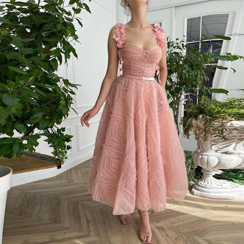 Vestidos de tul con escote en corazón sin tirantes y corte imperio Rosa Claro Tallas Grandes