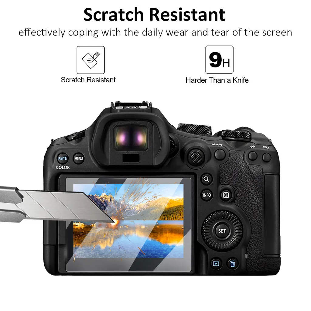 캐논 R6/R7/R8/R10/R50/R100 시리즈용 2PCS 9H 강화 유리 화면 보호기, 긁힘 방지 카메라 LCD 디스플레이 보호 필름