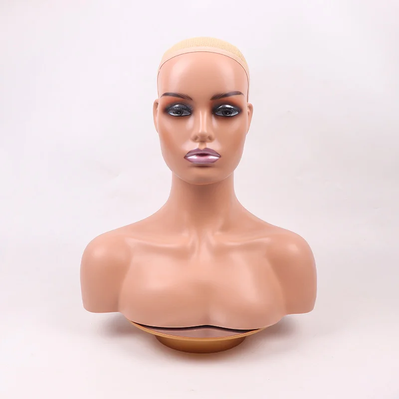 Realistic Female Mannequin Head With Shoulder Manikin Head Bust For Wigs Beauty Accessories Display Model Wig Heads