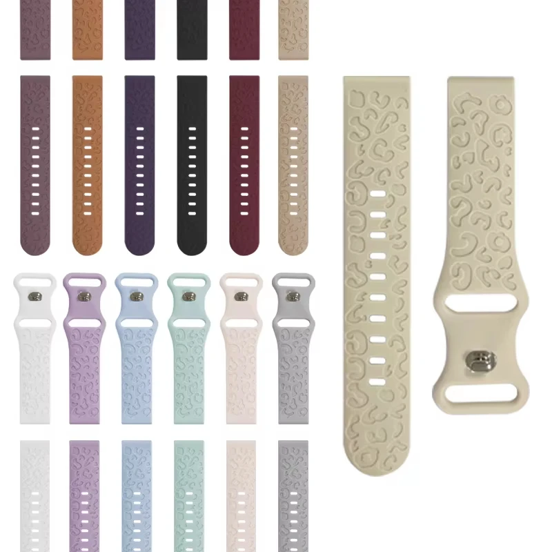 Leopard Engraved Sport Silicone Replacement Strap - 22mm Band