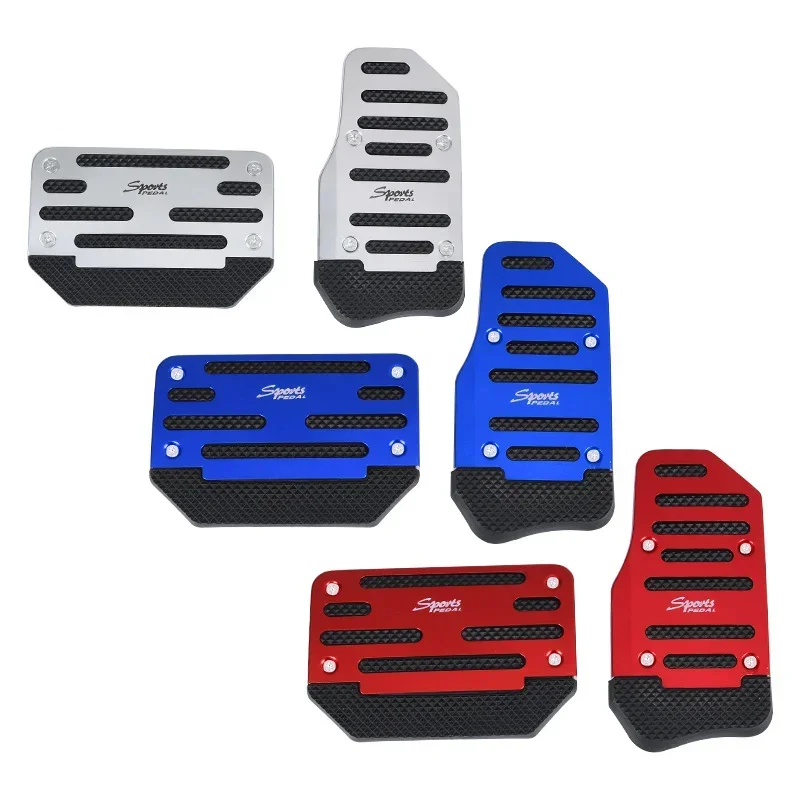 Universal Aluminum Manual Series Automatic Non-Slip Car Pedal Cover Set Kit Pedal Red/Blue/Silver Car Interior Accessories