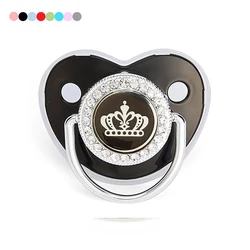 Chupete de corona para niñas, soporte para chupete de bebé de princesa recién nacida con diamantes de imitación, sin BPA, de silicona, regalos para Baby Shower