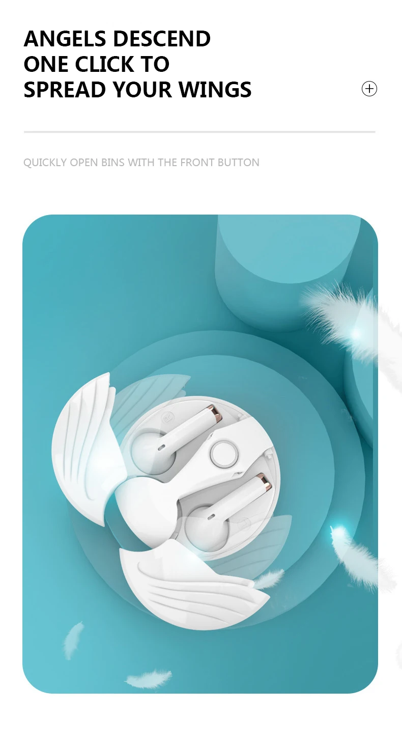 MyGiftHome Angel Wings Bluetooth Earbuds HIFI Stereo Wireless
