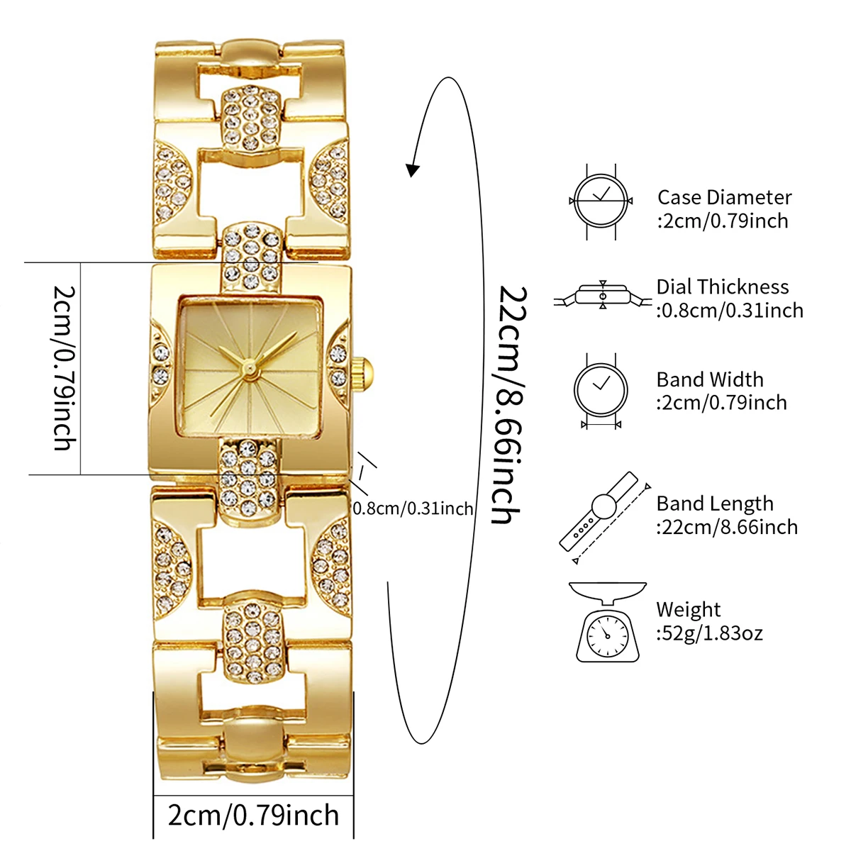 3pcs/set Women's Watch Fashion Style Square Simple Scale Dial Luxury Casual Quartz Bracelet Watch (Box Not Included)