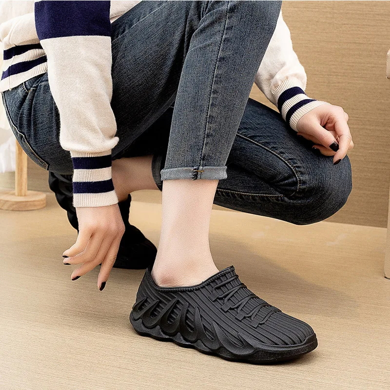 여성용 외출용 코튼 신발, 따뜻한 스노우 부츠 밑창, 방수 및 미끄럼 방지 레인 보, 신상