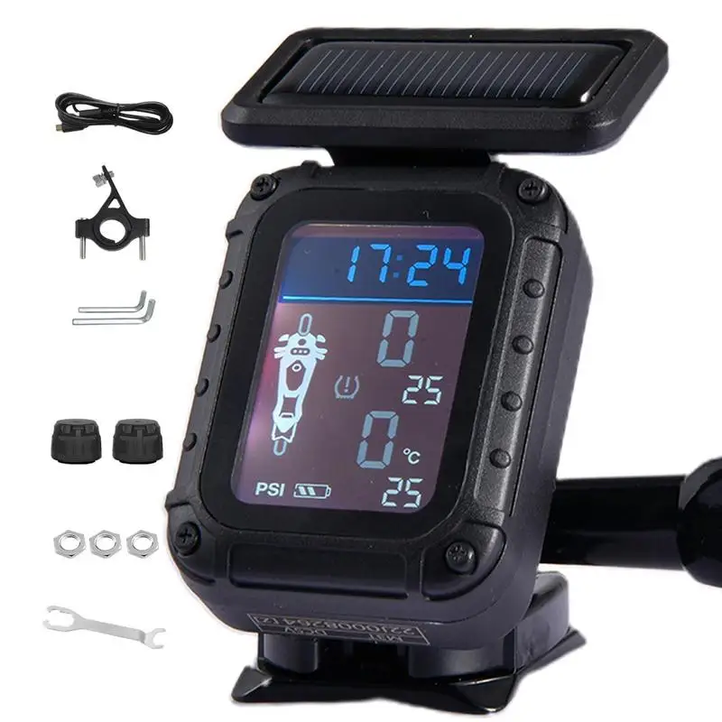 

Wireless LCD Display Motorcycle TPMS Tyre Temperature Tester Real-Time Dirt Pit Bike Motor Tire Pressure Monitoring Alarm System