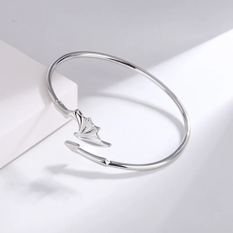 925 Sterling Silver Bracelet Bangle Punk Wide Irregular