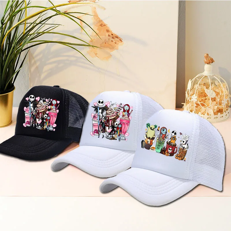 Disney's The Nightmare Before Christmas Jack Sally Boys and Girls Baseball Cap Versatile Outdoor Sports Peaked Cap for Childrens