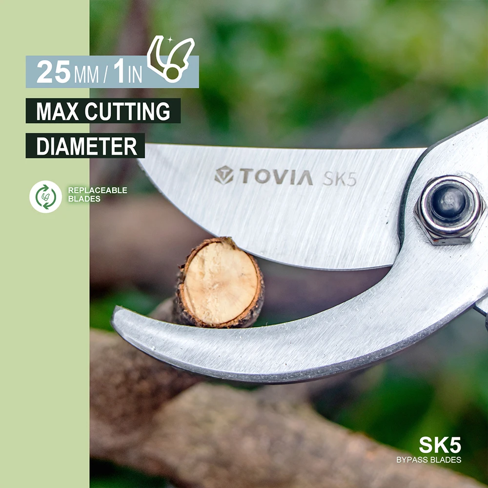 T TOVIA 붉은 정원 가위, 노동 절약형 구조 설계, 자물쇠 포함, SK5 날, 가지 절단에 적합, 수공구