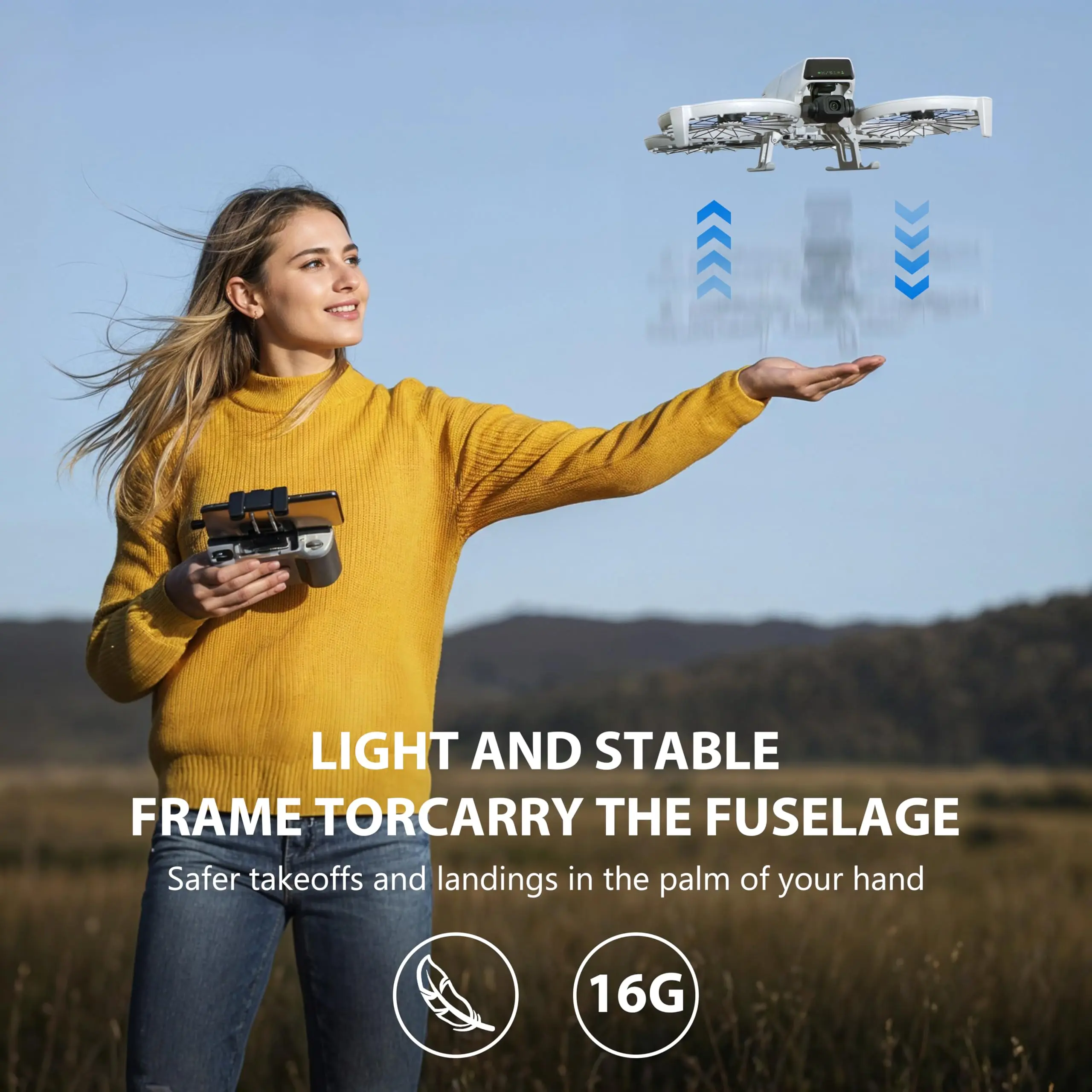 Support pliable pour DJI FLIP fixé sous le drone, assurant une protection optimale