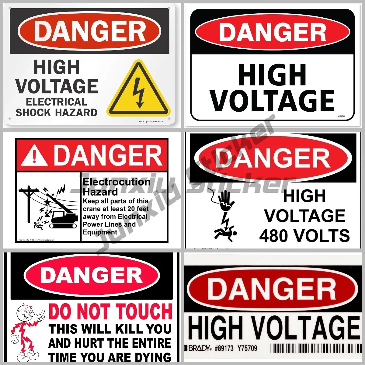 DANGER HIGH VOLTAGE High Voltage Symbol Hazard Be Careful There Is Electricity Warning Decal PVC Car Sticker Electric Danger